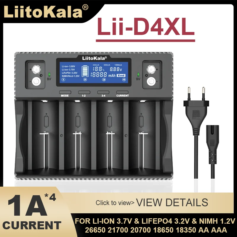 LiitoKala LCD ÷ ͸ , Lii-D4XL 21700 18650, 3.7V Ƭ ̿, 3.2V, LiFePO4, 1.2V, NiMH/Cd, 26650 26700, 32700 D, A